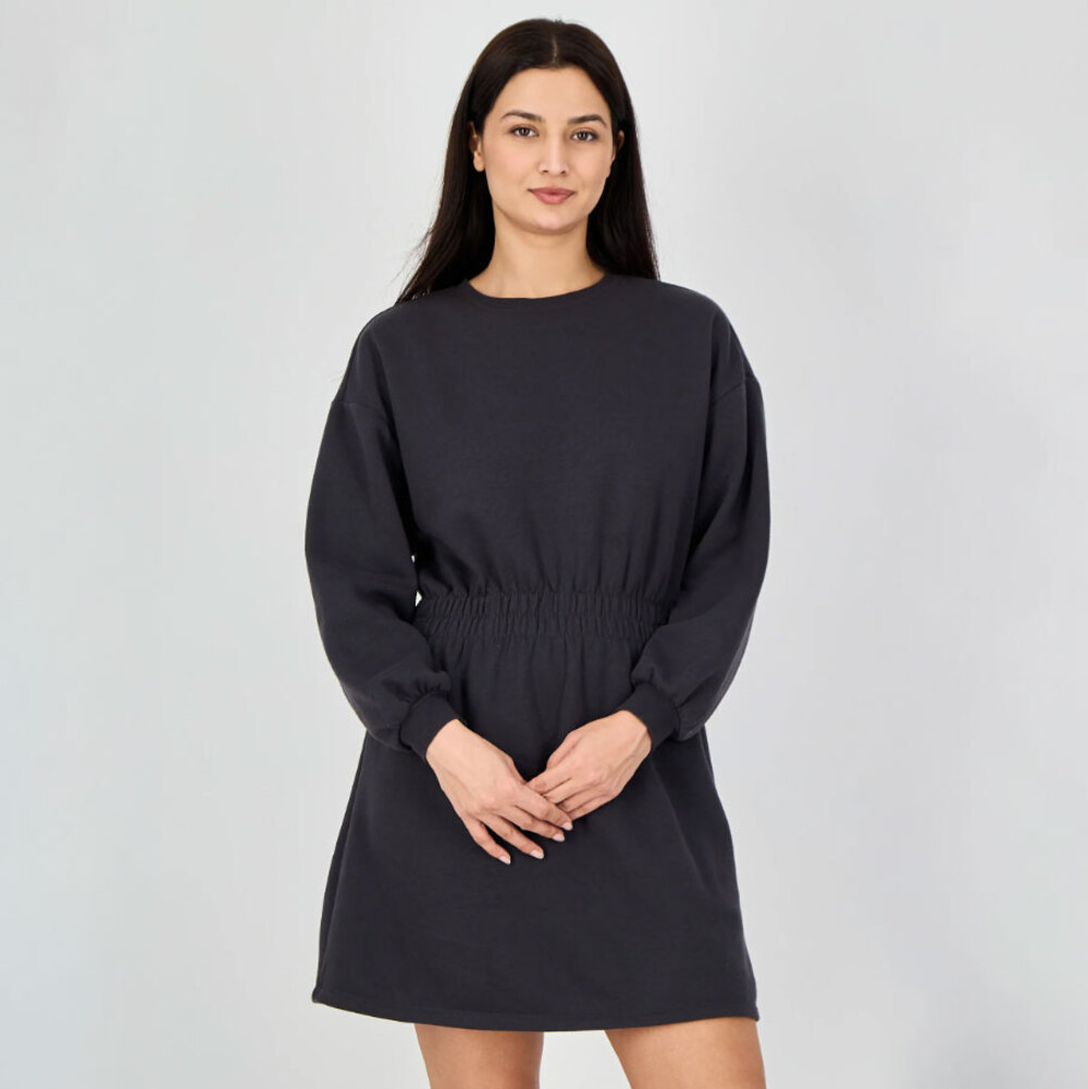 Reserved Womens Large Sweatshirt Dress Long Sleeve Elastic Waist Charcoal NWOT